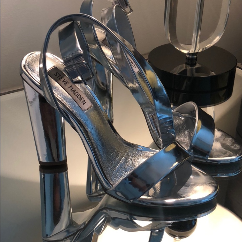 Silver heels size 8